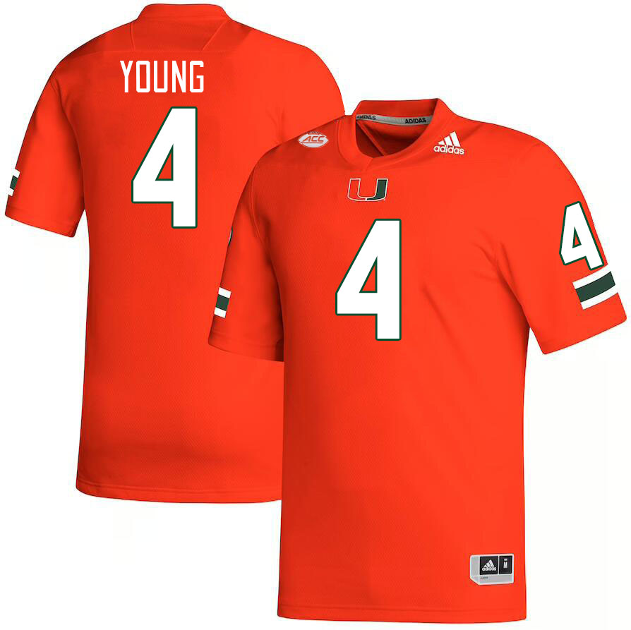 #4 Colbie Young Miami Hurricanes Jerseys Football Stitched-Orange